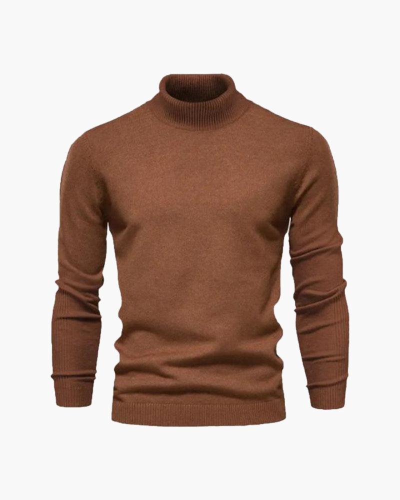 Fine Knit Turtleneck Sweater Brown 2