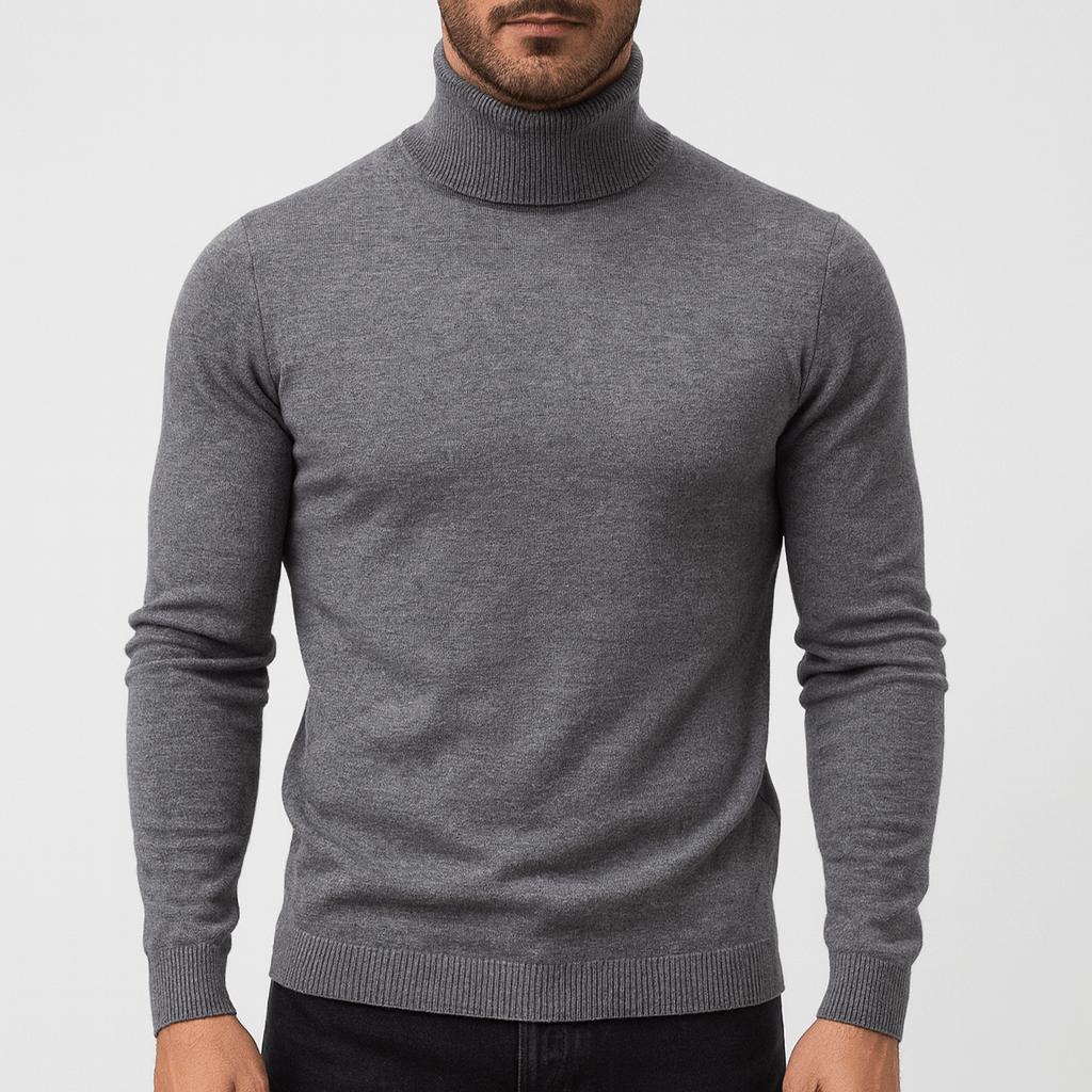 Fine Knit Turtleneck Sweater Gray 1