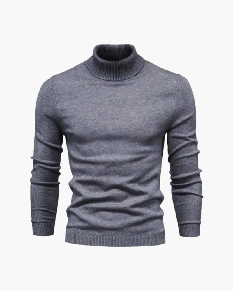 Fine Knit Turtleneck Sweater Gray 2