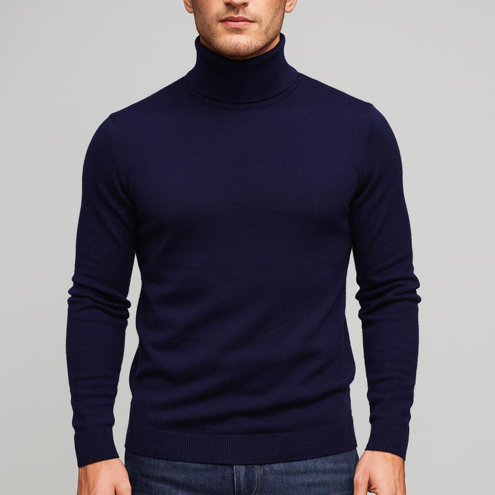 Fine Knit Turtleneck Sweater Navy 1