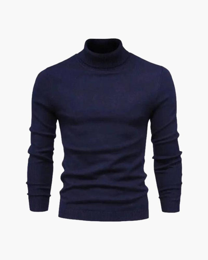 Fine Knit Turtleneck Sweater Navy 2