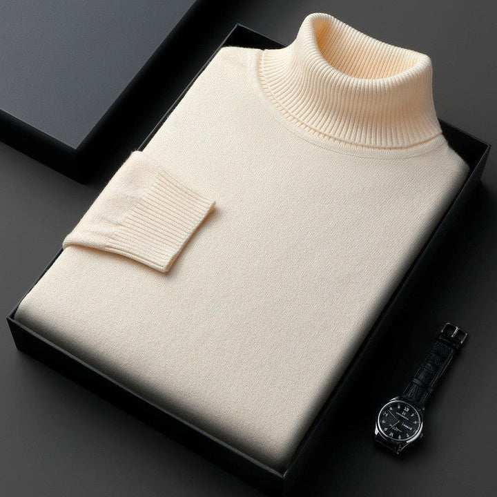 Fine Knit Turtleneck Sweater Set of 2 Cream 1
