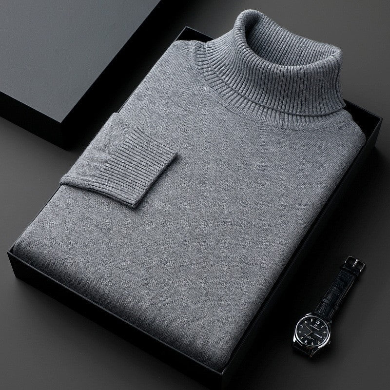 Fine Knit Turtleneck Sweater Set of 2 Gray 1