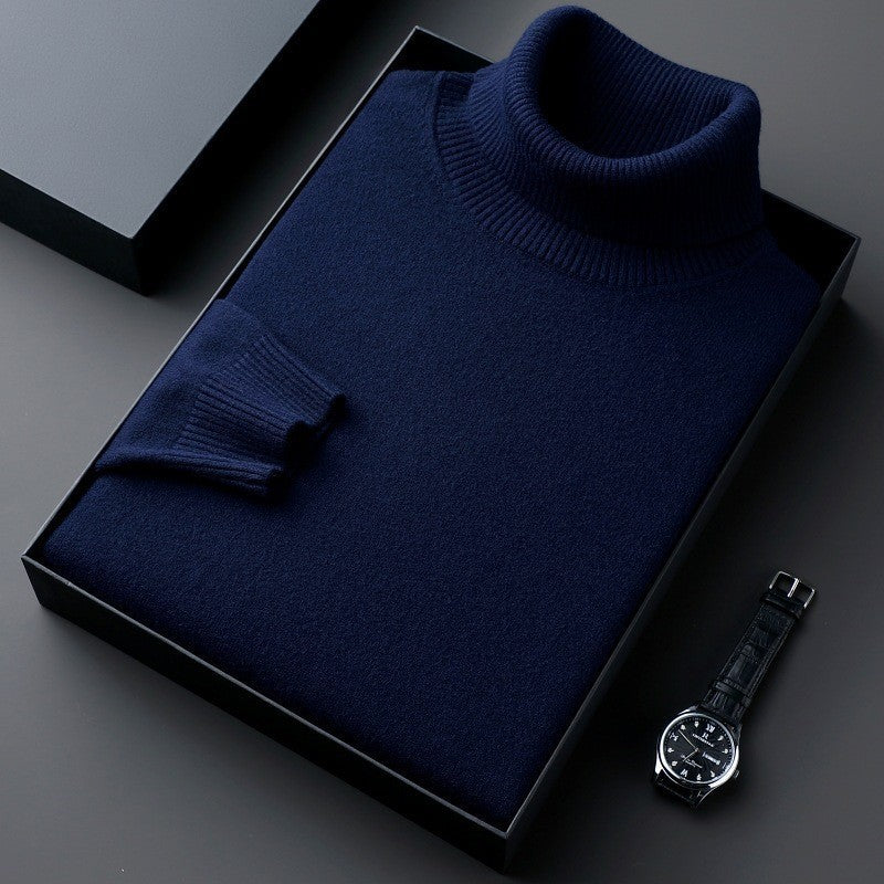 Fine Knit Turtleneck Sweater Set of 2 Navy 1