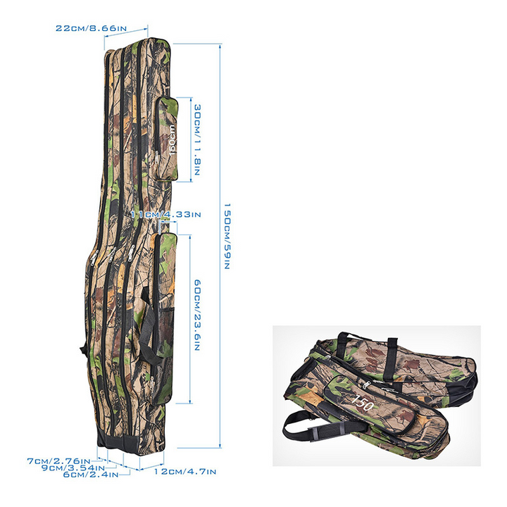 Fishing Rod Bag 3 Layer Oxford 51 or 59 Inch Green Camo 59 Inch 1