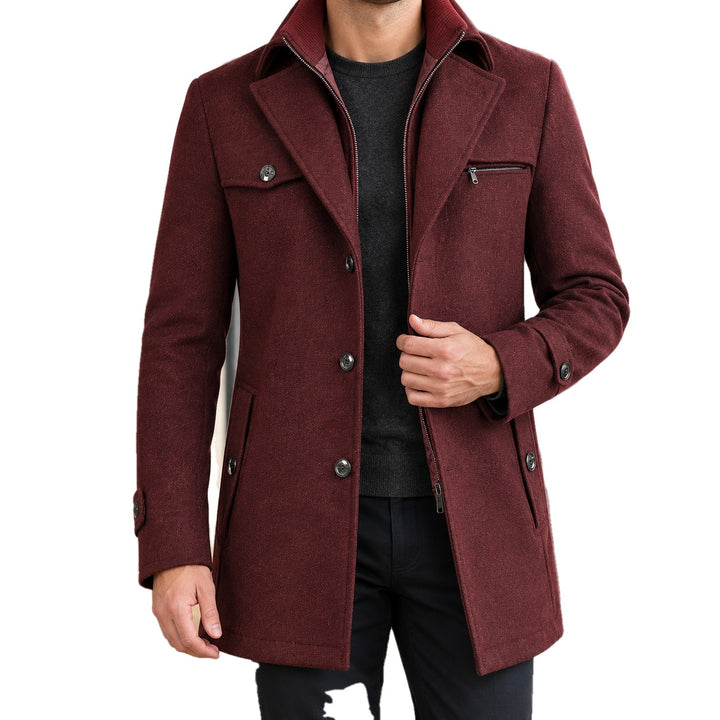 Fitted Wool Blend Double Collar Coat on white