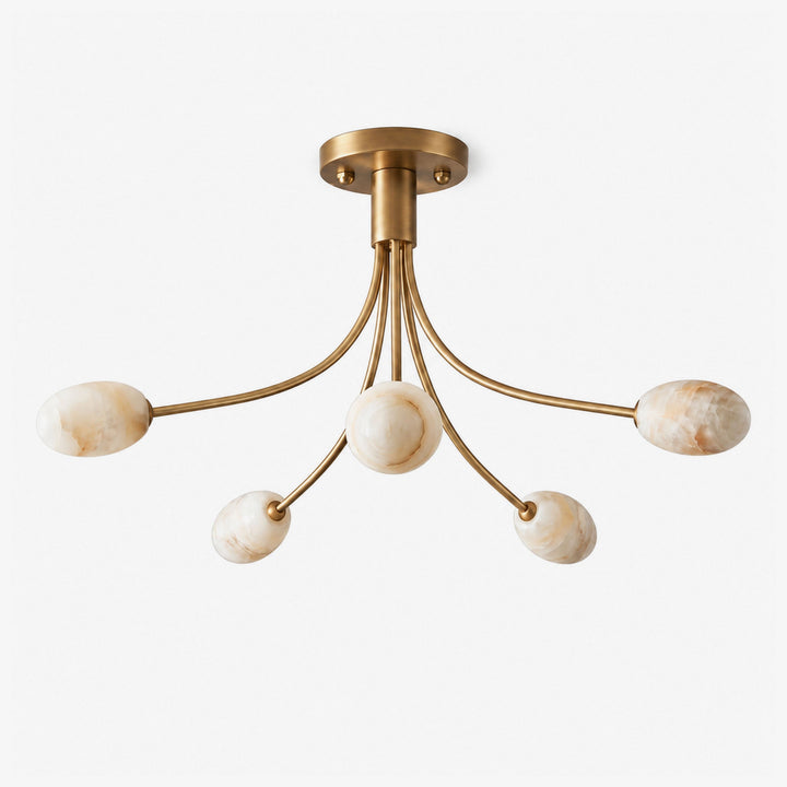 Five Alabaster Globe Semi Flush Ceiling Light 59.1 in Set of 2 1