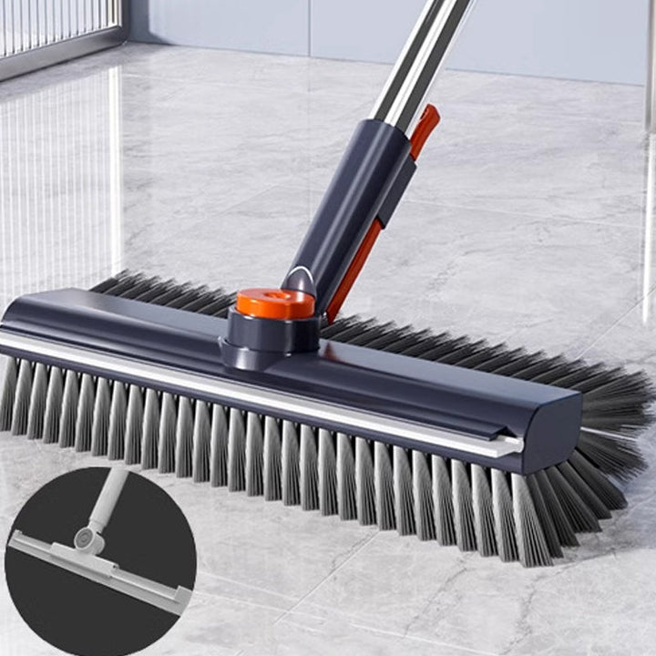 Floor Scrub Brush 3 in 1 with Squeegee 54.3 Inch Handle Gray 1