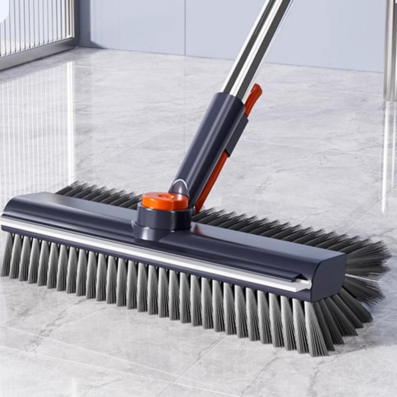 Floor Scrub Brush 3 in 1 with Squeegee 54.3 Inch Handle Gray 2