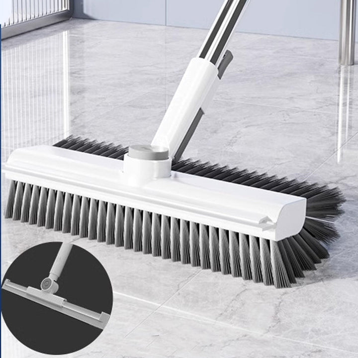 Floor Scrub Brush 3 in 1 with Squeegee 54.3 Inch Handle White 1