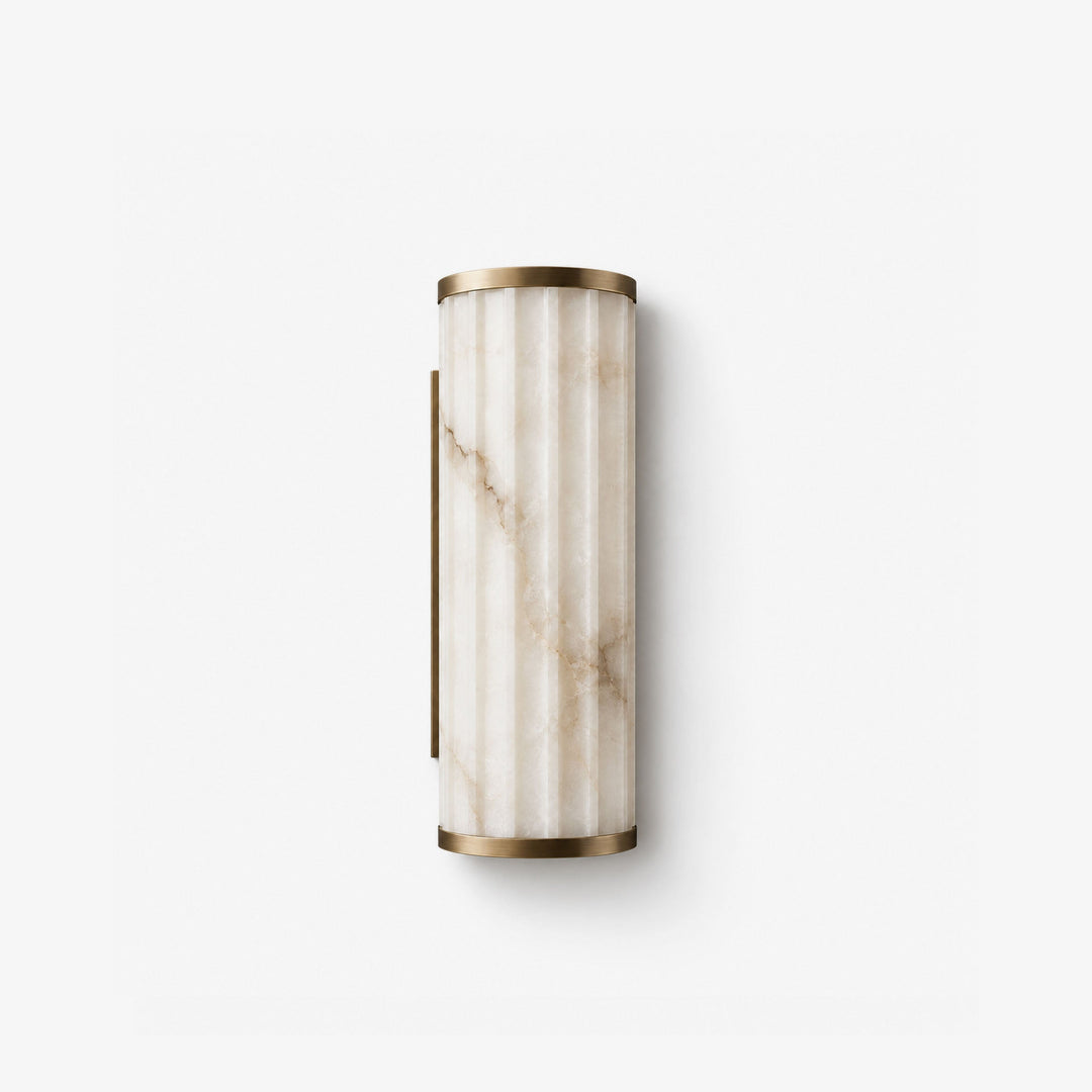 Fluted Alabaster Wall Sconce Half Cylinder LED 14.2 in Set of 2 1