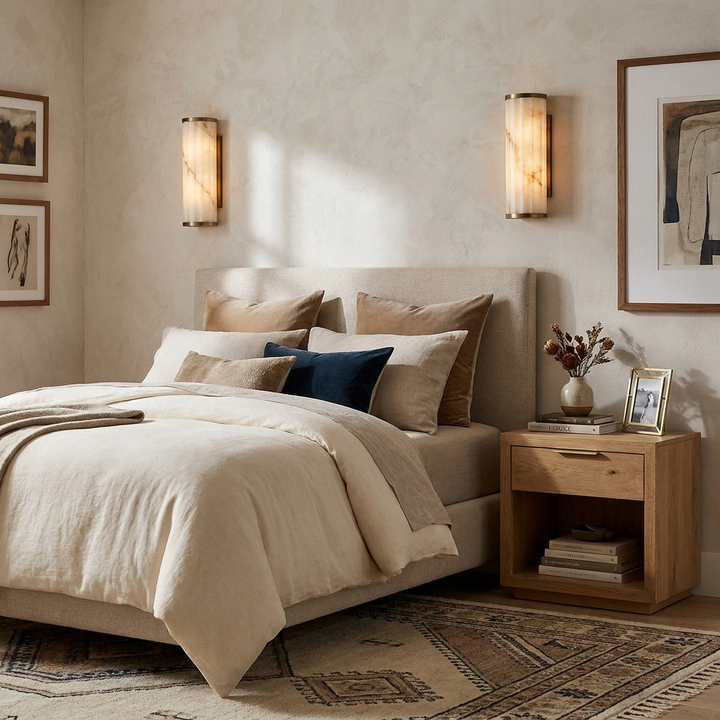 Fluted Alabaster Wall Sconce Half Cylinder LED 14.2 in Set of 2 8