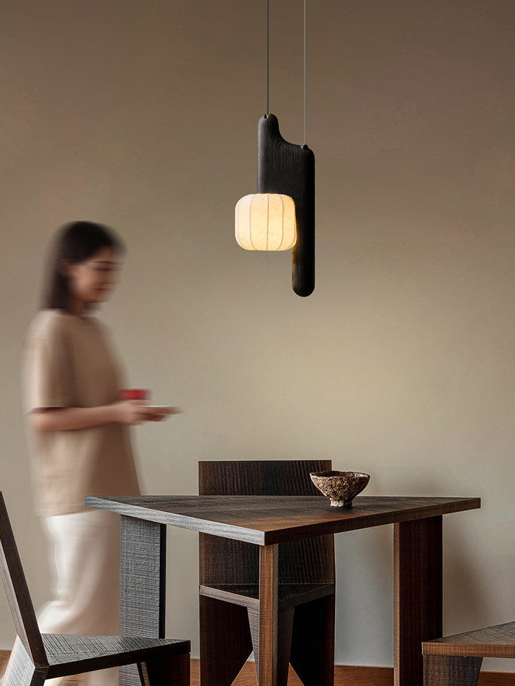 Fluted Paper Pendant Light Curved Black Arm 11 x 24 in Set of 3 4