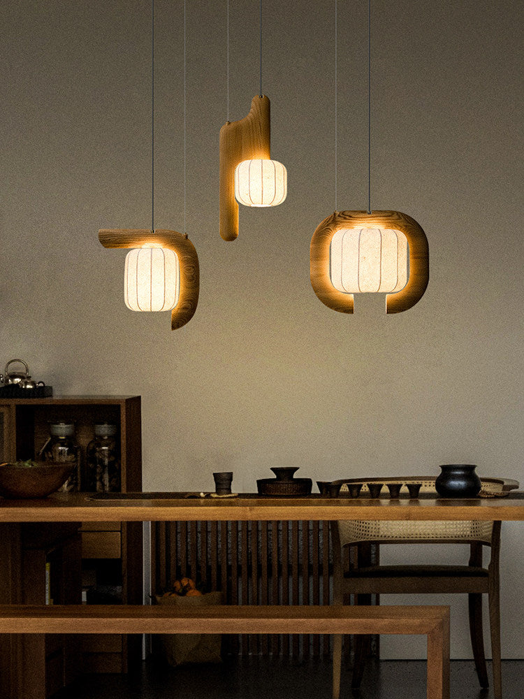 Fluted Paper Pendant Light Curved Black Arm 11 x 24 in Set of 3 5