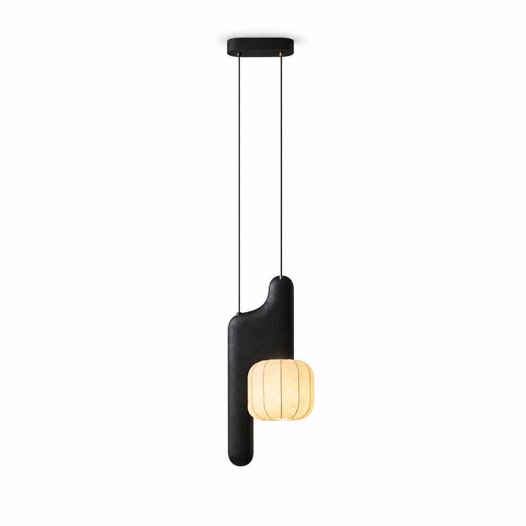 Fluted Paper Pendant Light Curved Black Arm 11 x 24 in Set of 3 Vertical Arm 11 x 24 in 1
