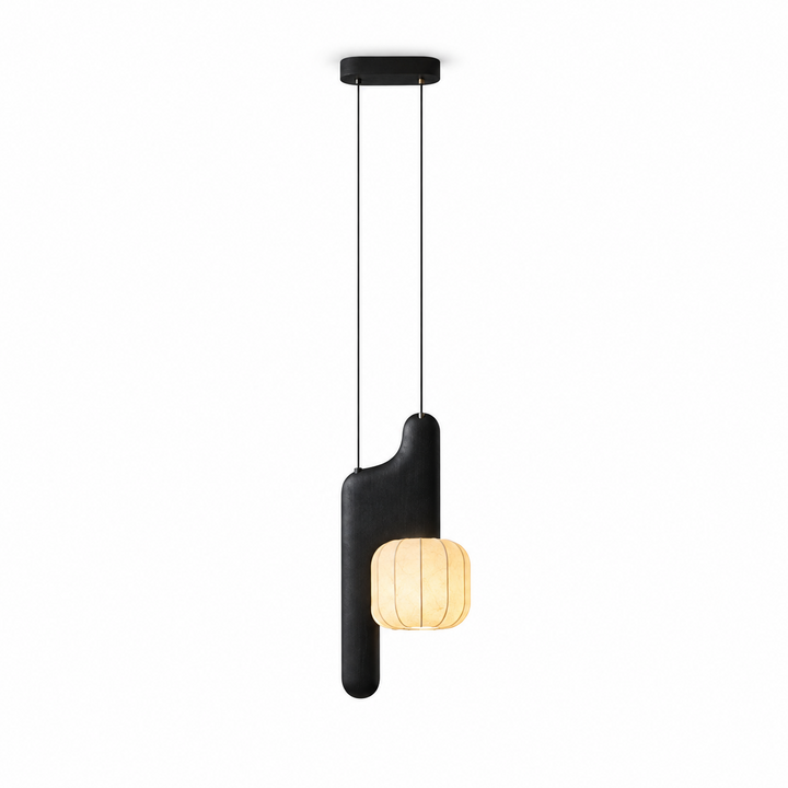Fluted Paper Pendant Light Curved Black Arm 11 x 24 in Set of 3 Vertical Arm 11 x 24 in 1