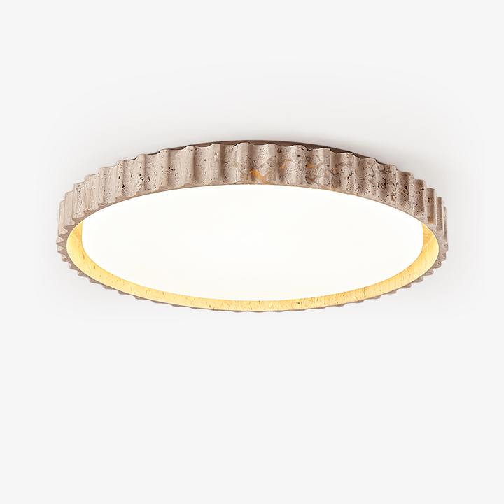 Fluted Travertine Flush Mount Ceiling Light 12.6 in 1