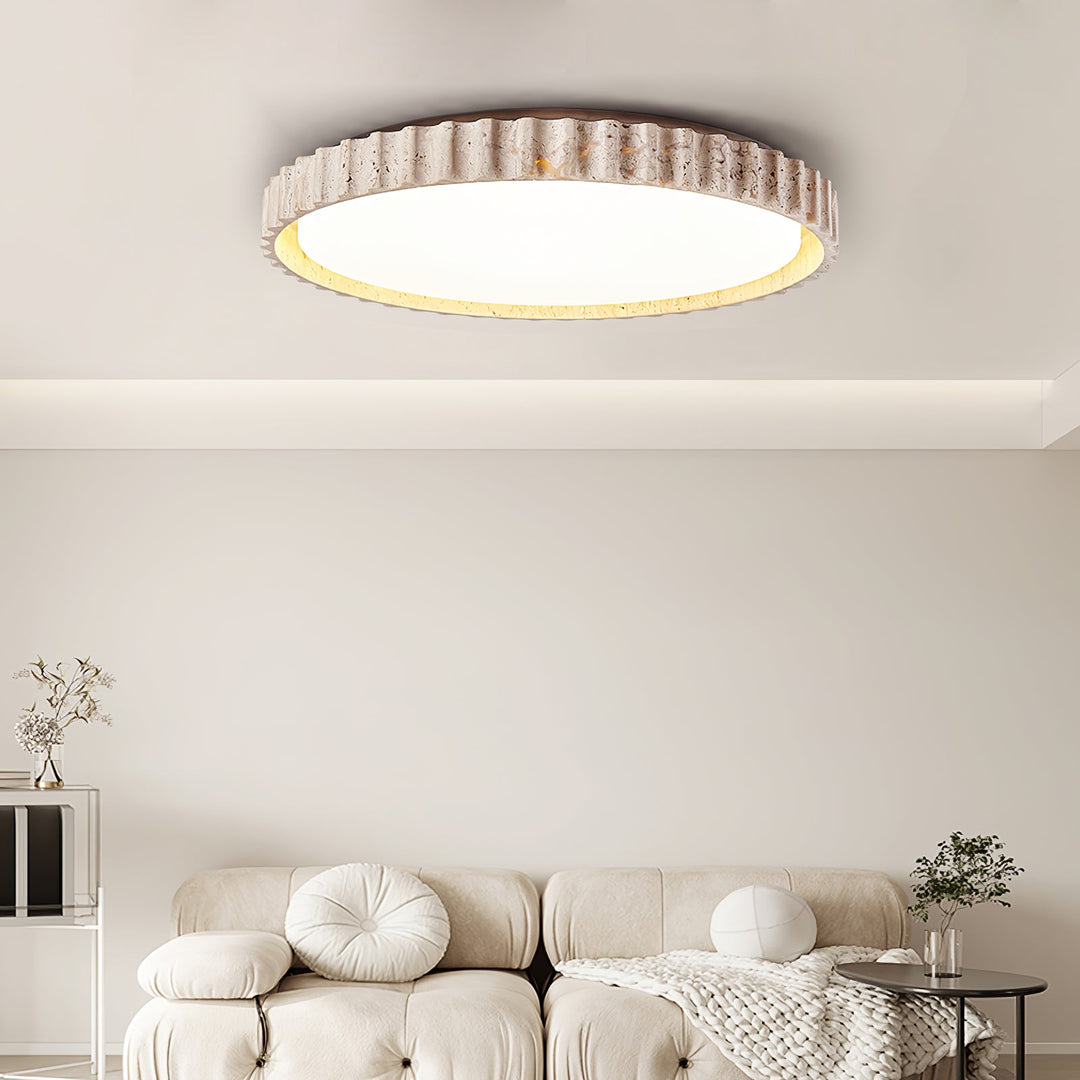 Fluted Travertine Flush Mount Ceiling Light 12.6 in 2