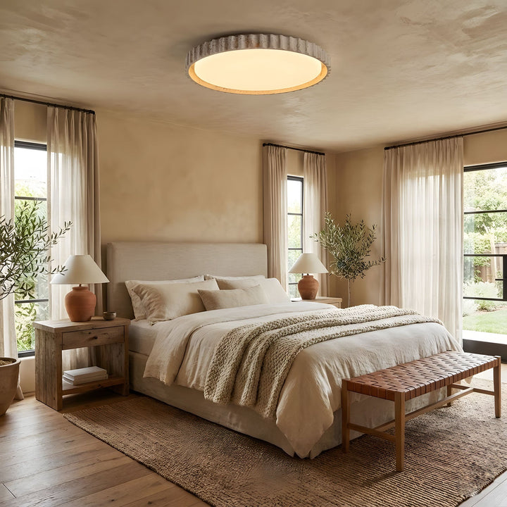 Fluted Travertine Flush Mount Ceiling Light 12.6 in 6