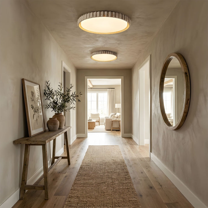 Fluted Travertine Flush Mount Ceiling Light 12.6 in 7
