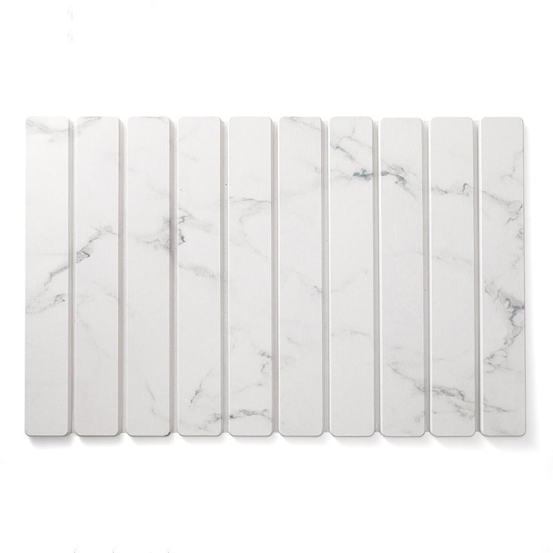 Foldable Diatom Mud Dish Drying Mat White Marble, 23.62 x 15.35 in 1