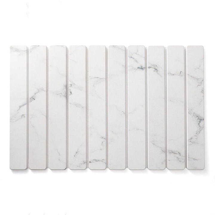 Foldable Diatom Mud Dish Drying Mat White Marble, 23.62 x 15.35 in 1