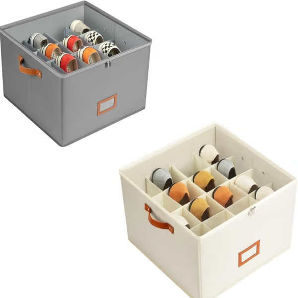 Foldable Fabric Shoe Storage Box 16.9 x 12.6 x 11.8 inch Set of 3 1