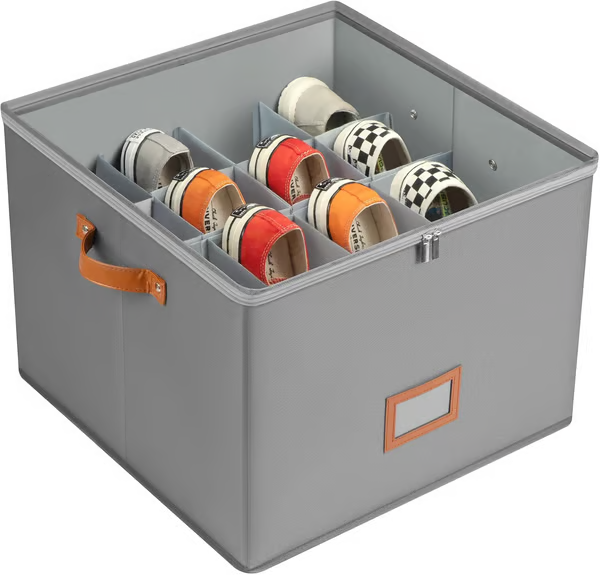 Foldable Fabric Shoe Storage Box 16.9 x 12.6 x 11.8 inch Set of 3 2