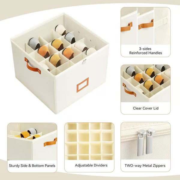 Foldable Fabric Shoe Storage Box 16.9 x 12.6 x 11.8 inch Set of 3 3