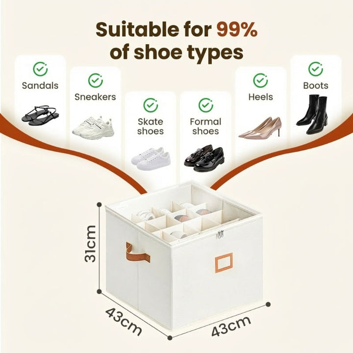 Foldable Fabric Shoe Storage Box 16.9 x 12.6 x 11.8 inch Set of 3 6