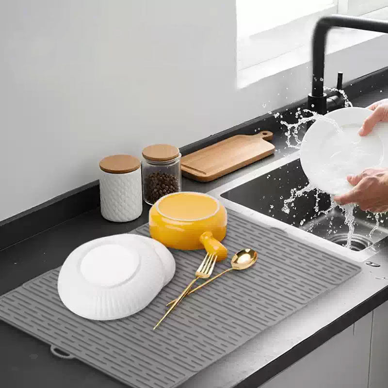 Foldable Silicone Dish Drying Mat 20.98 x 15.94 Inch Set of 2 1