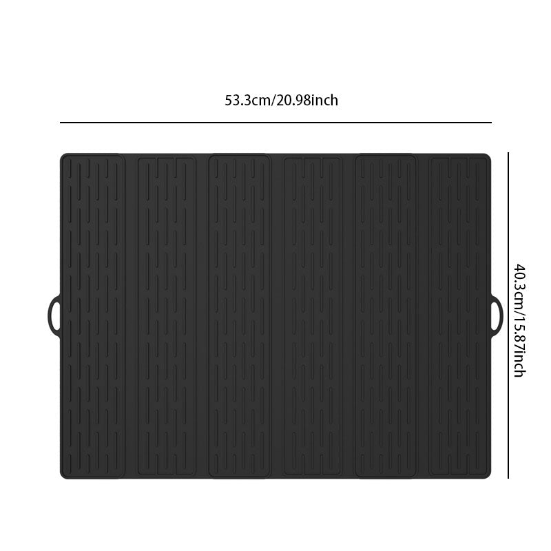 Foldable Silicone Dish Drying Mat 20.98 x 15.94 Inch Set of 2 Black 1
