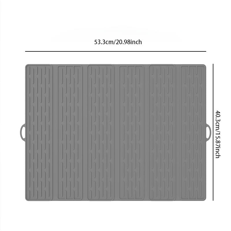 Foldable Silicone Dish Drying Mat 20.98 x 15.94 Inch Set of 2 Gray 1