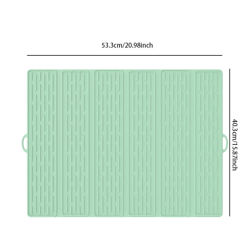 Foldable Silicone Dish Drying Mat 20.98 x 15.94 Inch Set of 2 Green 1