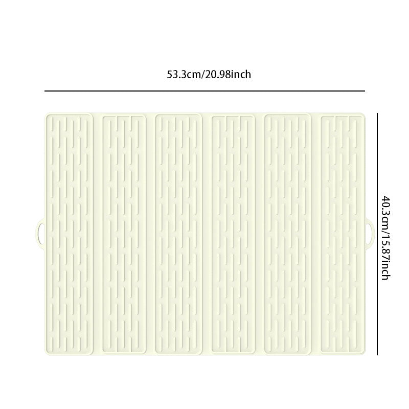 Foldable Silicone Dish Drying Mat 20.98 x 15.94 Inch Set of 2 Off White 1
