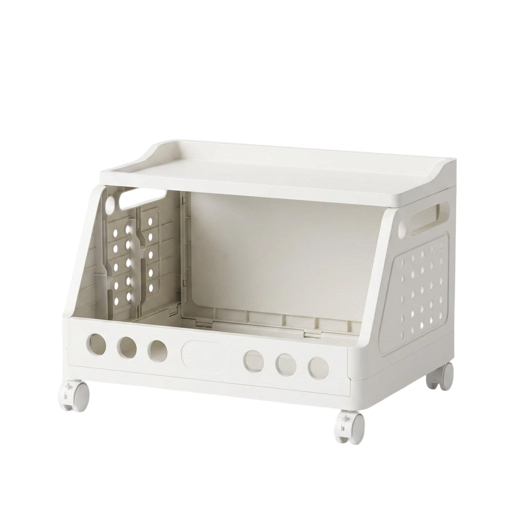 Foldable Storage Rack with Wheels 16.2 x 12 inch Set of 2 1 Tier 1