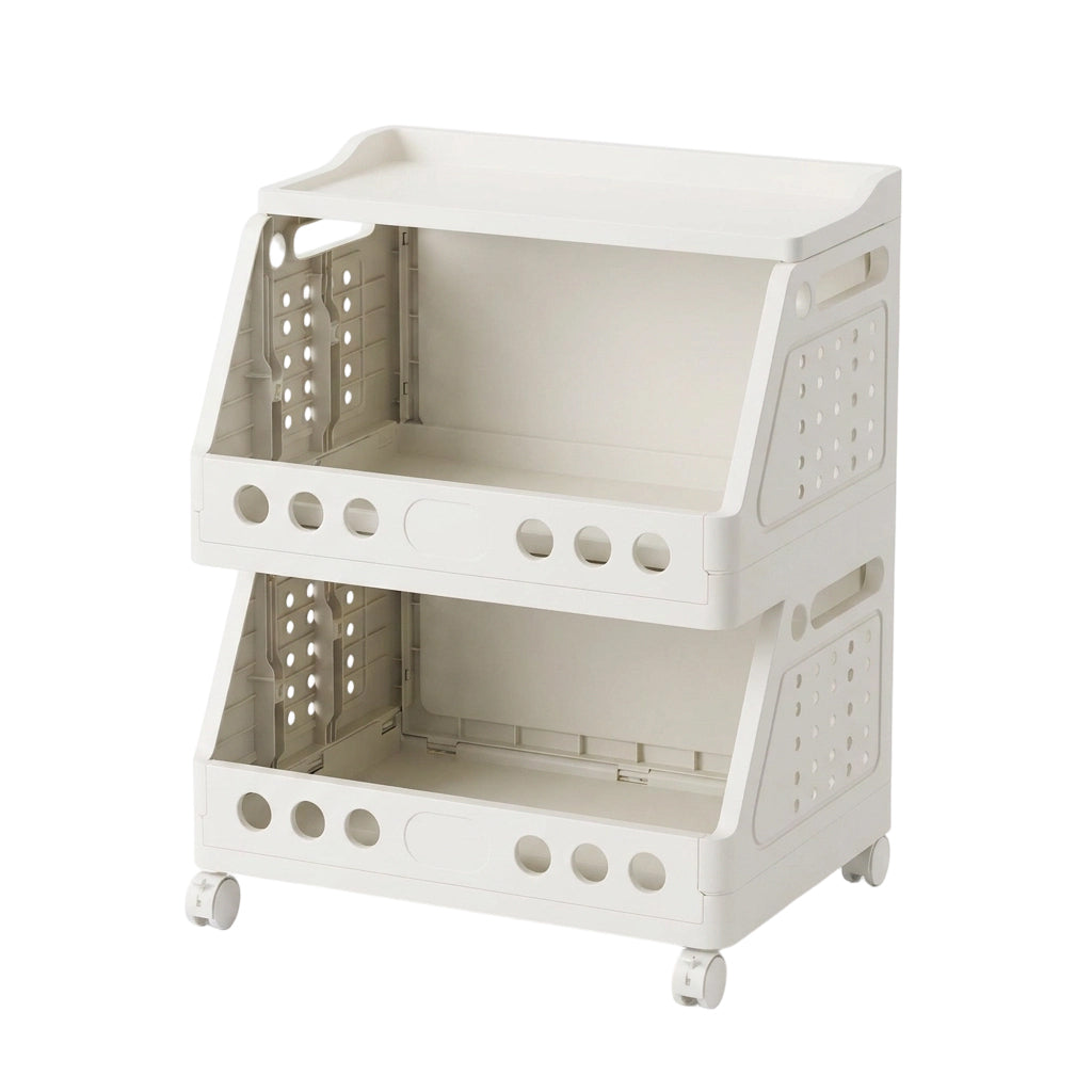 Foldable Storage Rack with Wheels 16.2 x 12 inch Set of 2 2 Tiers 1