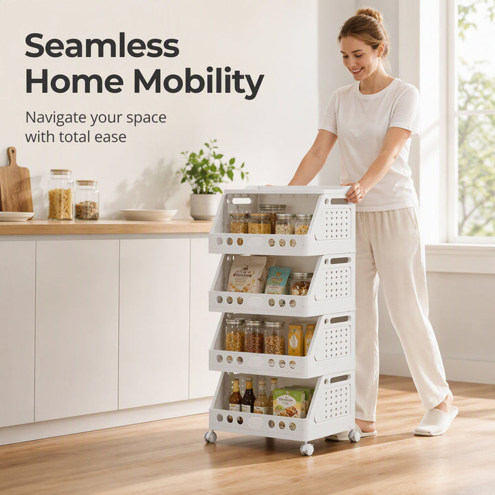 Foldable Storage Rack with Wheels 16.2 x 12 inch Set of 2 2