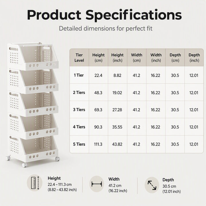 Foldable Storage Rack with Wheels 16.2 x 12 inch Set of 2 4