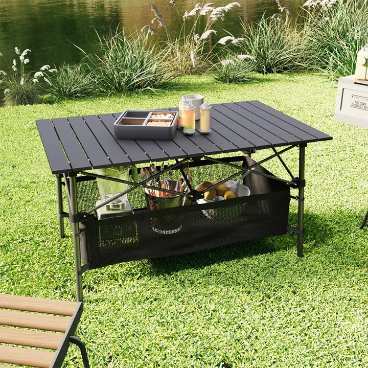 Folding Camping Table Roll Up Top Carbon Steel 3