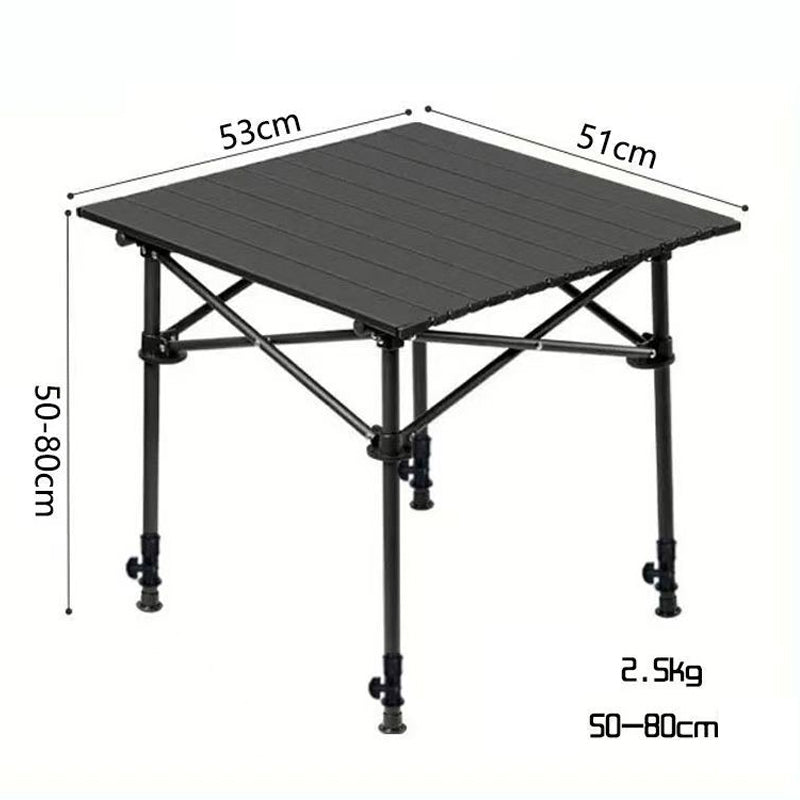 Folding Camping Table Roll Up Top Carbon Steel Black 1