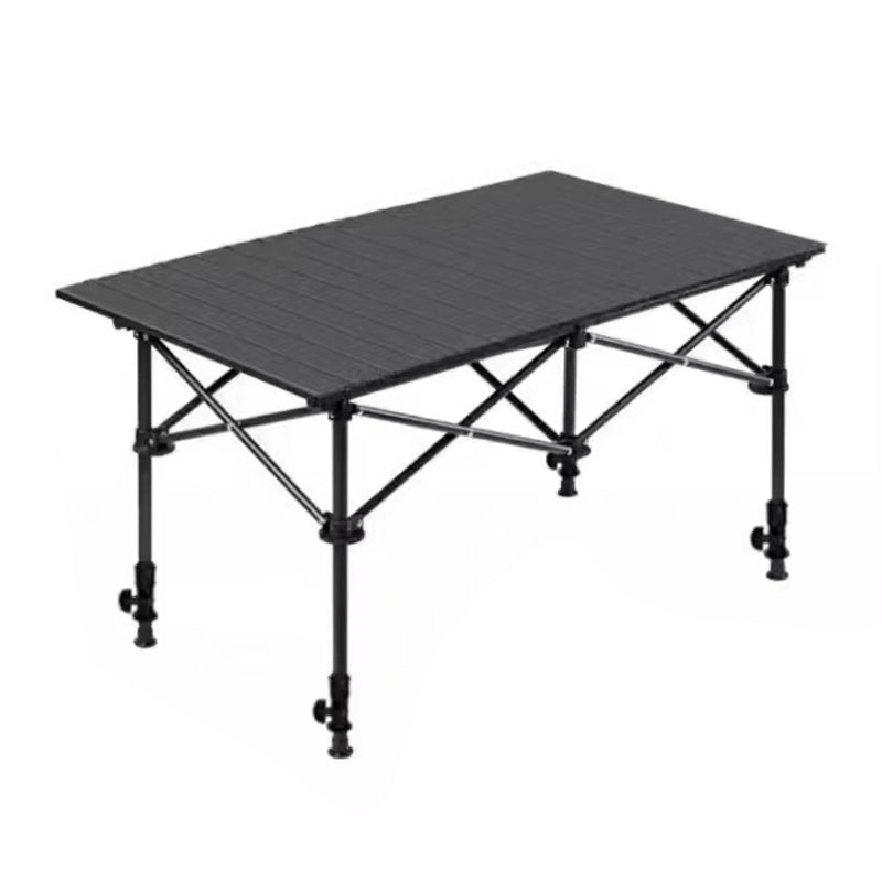 Folding Camping Table Roll Up Top Carbon Steel Black 2