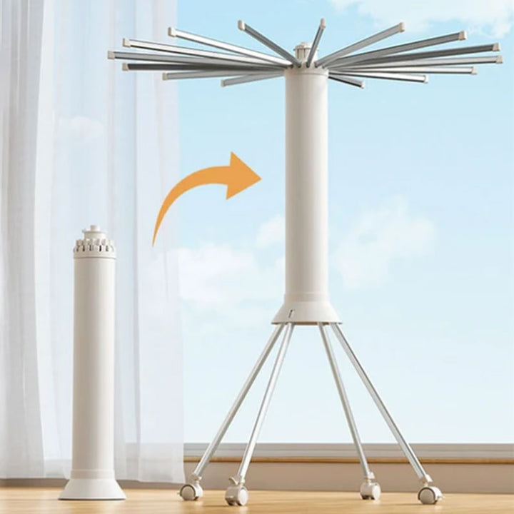 Folding Clothes Drying Rack Umbrella Style 4 Legs White 1