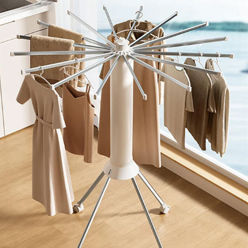 Folding Clothes Drying Rack Umbrella Style 4 Legs White 2