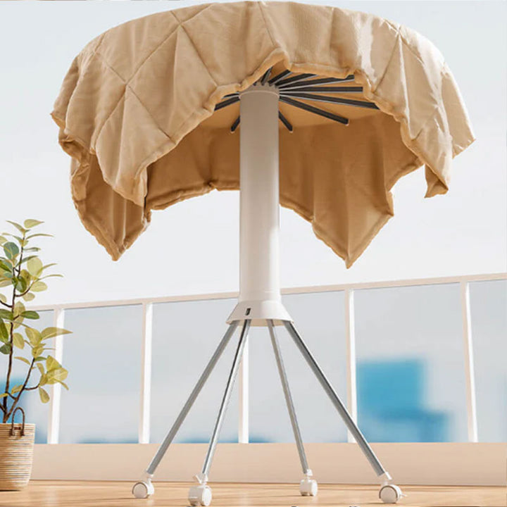 Folding Clothes Drying Rack Umbrella Style 4 Legs White 5