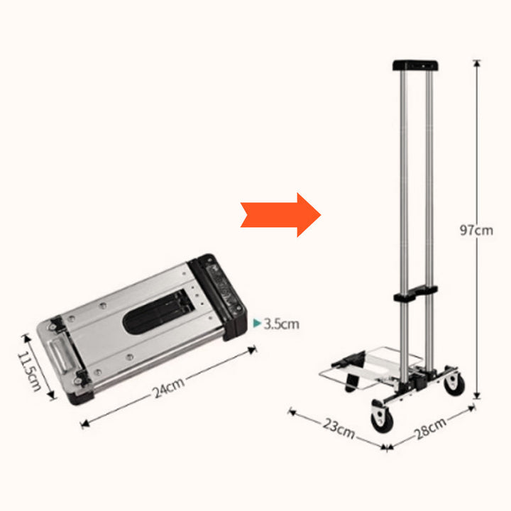 Folding Hand Truck Dolly Mini Stainless Steel Set of 3 1