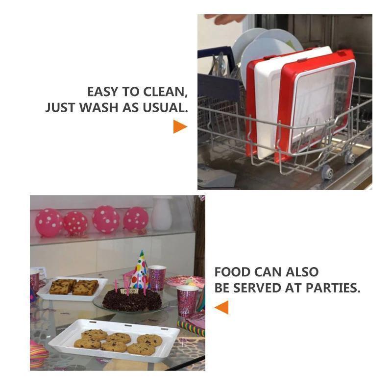 Food Preservation Trays with Elastic Lid Set of 3 Red 5
