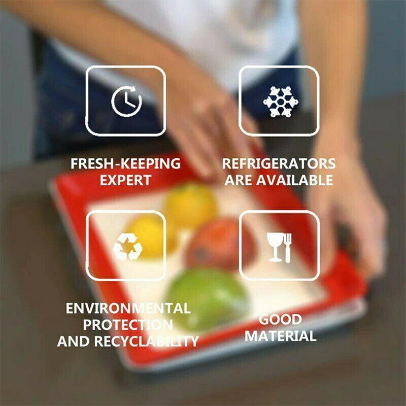 Food Preservation Trays with Elastic Lid Set of 3 Red 7