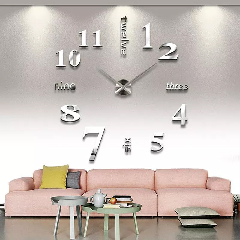 Frameless DIY Wall Clock Acrylic Numbers Silent Movement 1