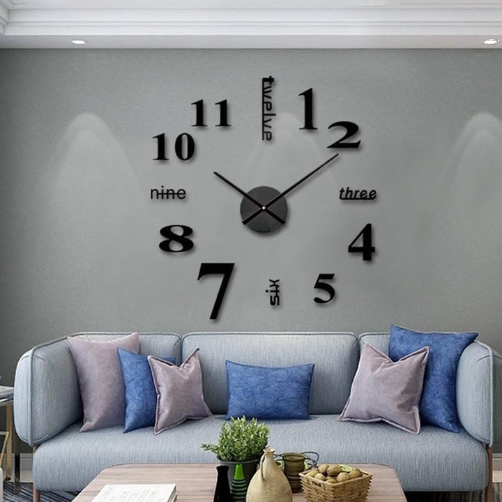 Frameless DIY Wall Clock Acrylic Numbers Silent Movement 2